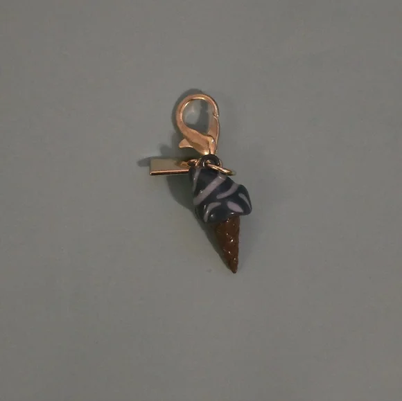 Tiny Ice cream Cone Bag Charm Zipper Pull Replacement/  Embellishment NEW - Picture 5 of 5